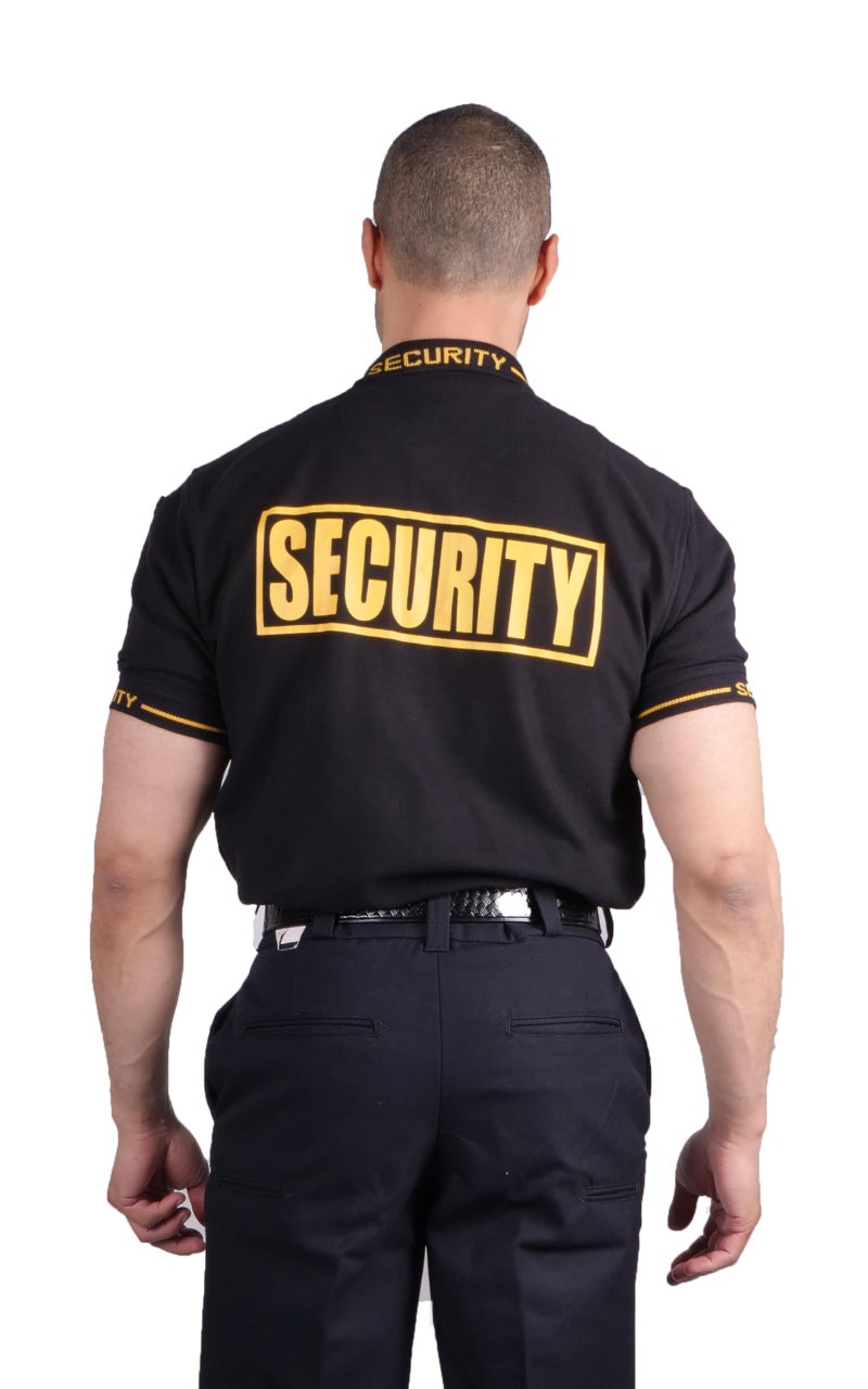 First Class قميص بولي قطن أمني من الدرجة الأولى (2XL، أسود مع ذهبي) - Image 4